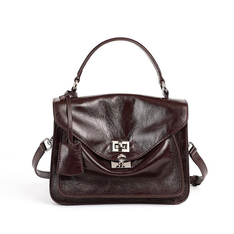 First Layer Cowhide Premium Commuter Large Capacity Portable Envelope Bag Cambridge Bag Shoulder Messenger Bag Genuine Leather Women's Bag