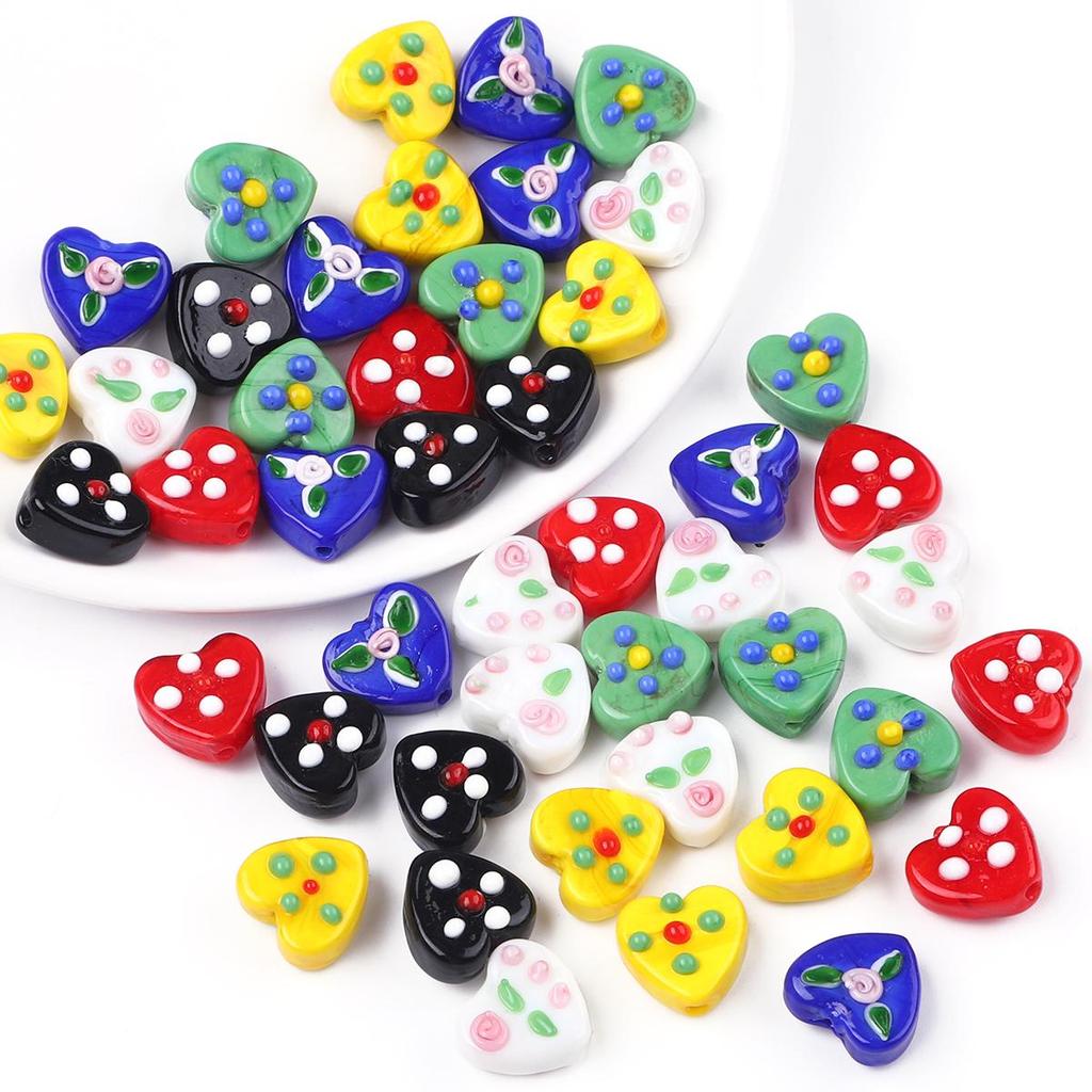 Hand Fired Love with Colored Glass Beads for DIY Jewelry Craft 1 Pc