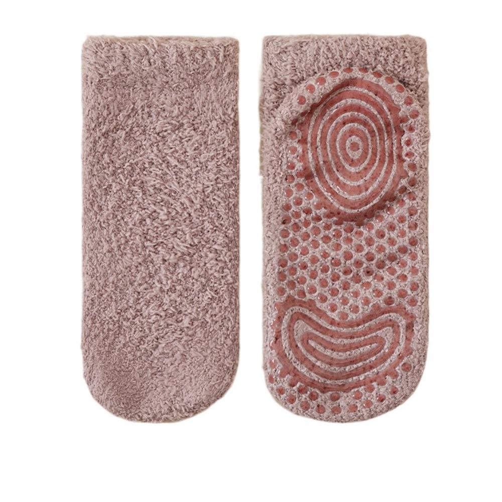 Silicone Grip Floor Socks Non-Slip Tube Socks Cozy Coral Fleece Socks  Autumn Winter Home Wear