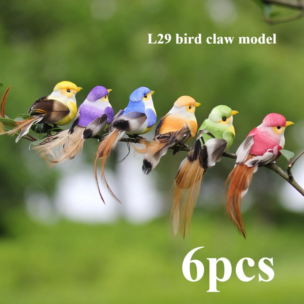 

6 шт. имитация птиц пасхальный лес серия переплетенные ветки растения декоративные поддельные птицы поделки искусство декоративные пернатые птицы M