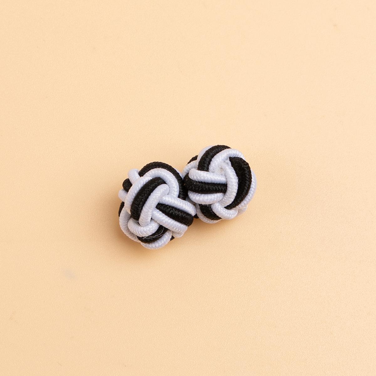 

5pcs New Chinese-style Buckle Two-color Elastic Bead Button Handwoven Elastic Button Shirt Cufflinks Double Round Buckle
