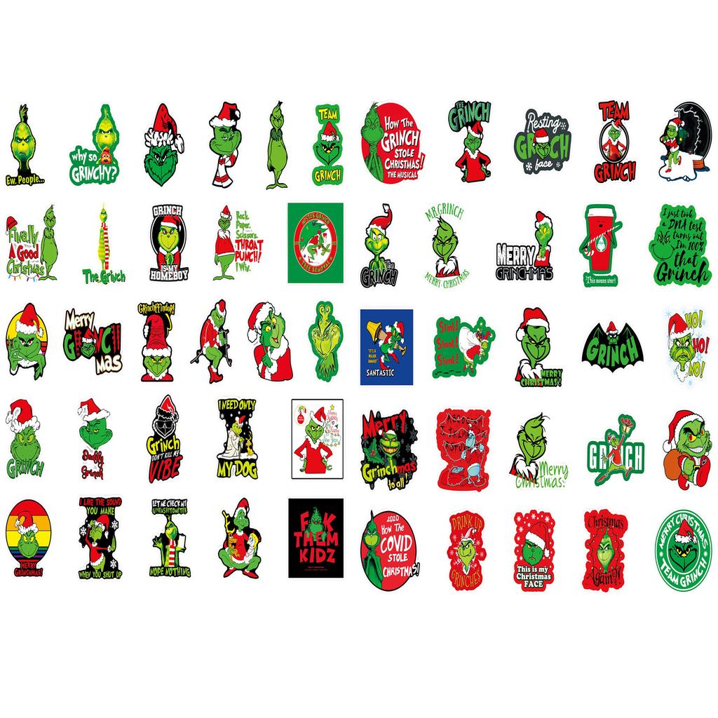 Cartoon Green Animation Suitcase Laptop Car Skateboard Decorative Sticker Of 52 Pieces