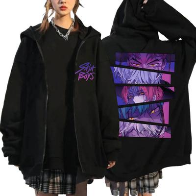 Trendy Kpop Demon Hunter Saja Boys Zip Up Hoodie Harajuku Y2k Manga Men Women Sweatshirt Loose Fleece Streetwear