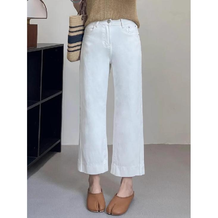 

2026 New Versatile Straight-Leg Cropped Jeans for Women, Plus Size Narrow Wide-Leg Pants 4XL білий