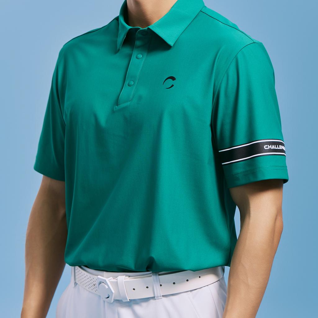 CHALLENGER Men'S Poly Sleeve Print Point Collar Short Sleeve T-Shirt Green