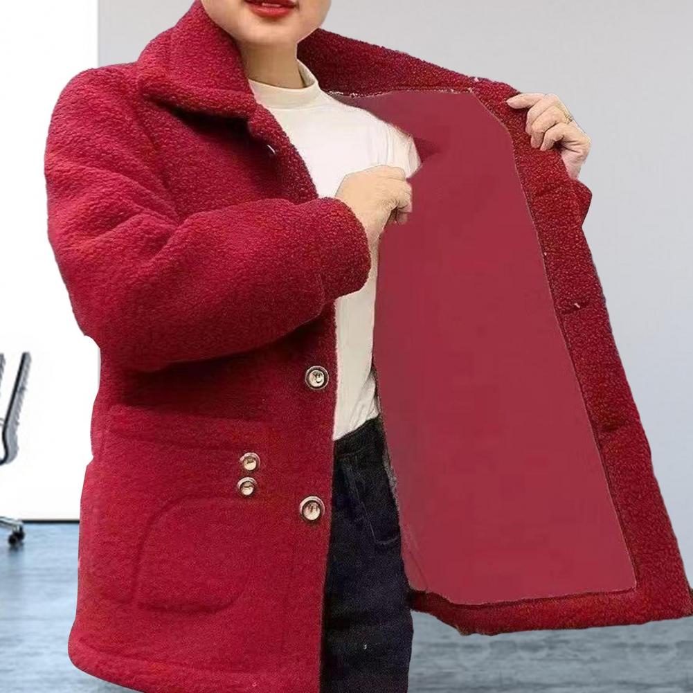 Autumn Winter Women Jacket Coat Elegant Jacket Women's Lapel Long Sleeve Imitation Lamb Wool Coat Thickened Single Warm Coat for Women