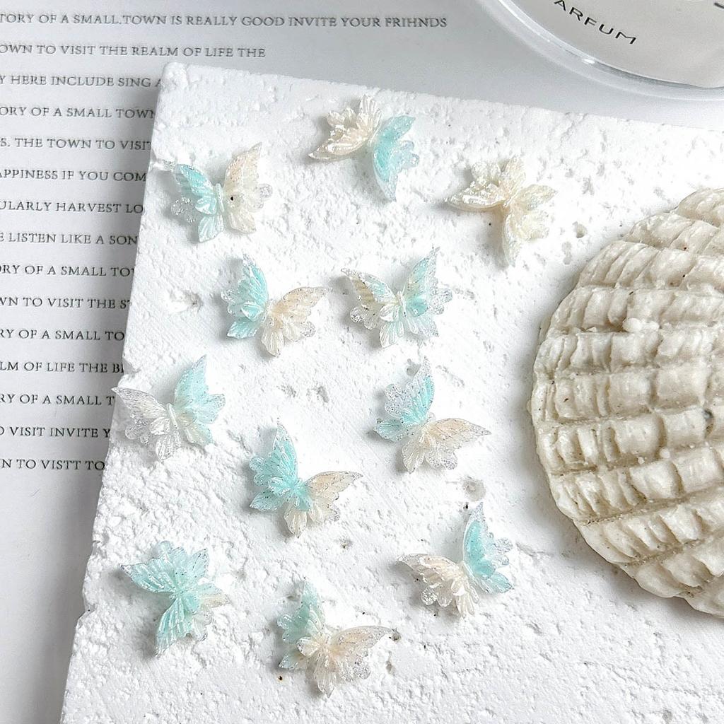 New Resin Luminous 3D Double Layer Embossed Butterfly Nail Art Decorations DIY Handmade Wearable Nail Earrings Accessories Wholesale