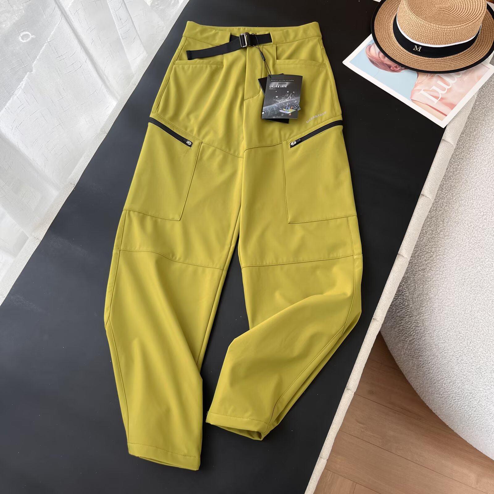 Women s Winter Water-Resistant Windproof Softshell Pants with Velvet Lining - Wear-Resistant, Warm, Foot-Cuffed Straight Leg. L зелёный