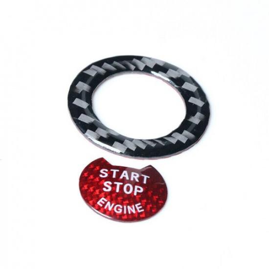 Car Carbon Fiber Inner Engine Button with Ring Trim Cover For Infiniti Q50 Q60