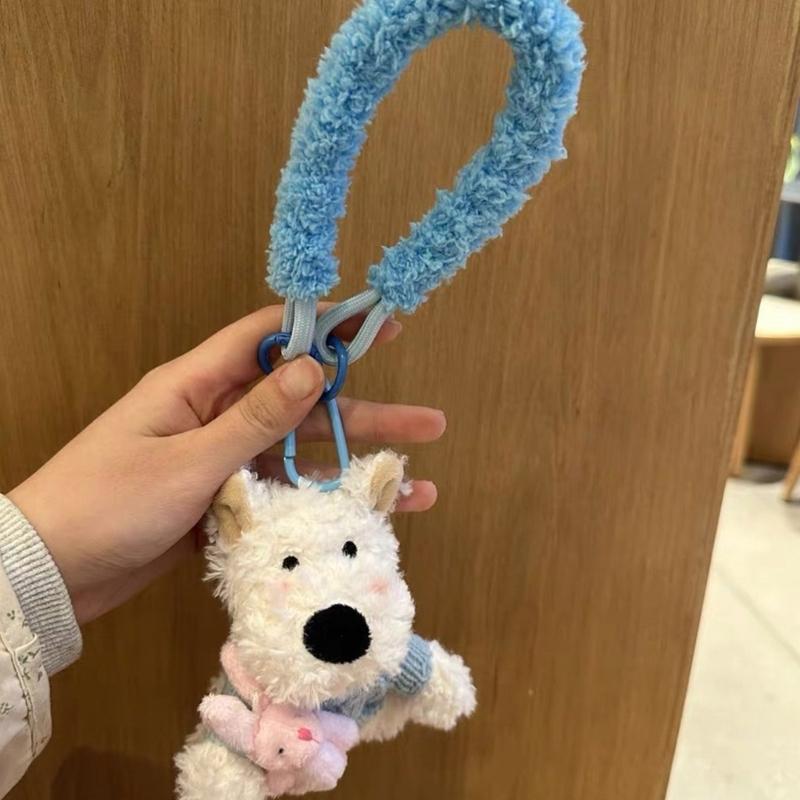 Breloc adorabil cu câine West Highland, breloc pluș cu animal, pandantiv pentru geantă, ornament pentru cheia mașinii pentru iubitorii de animale de companie la modă