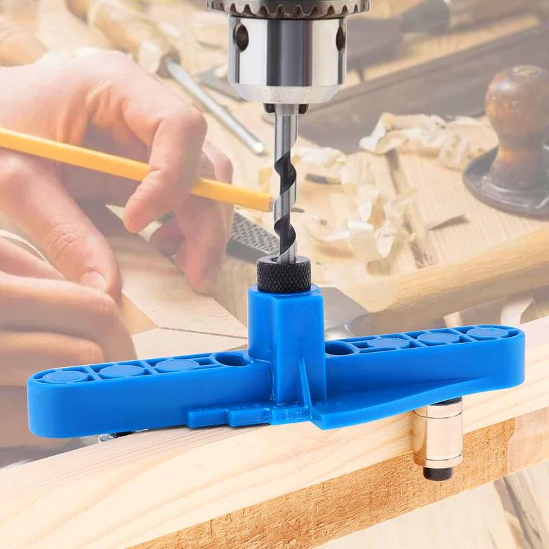 Drilling Hole Puncher Multipurpose Adjustable Dowel Jig Kit Blue Straight Hole Locator Portable Woodworking Tools for Carpenter
