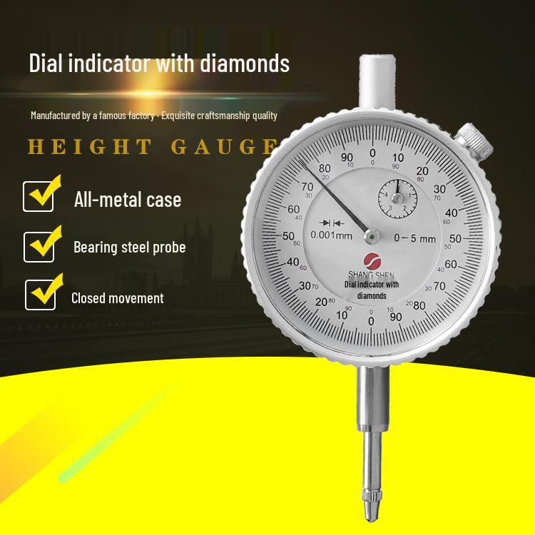Mechanical Dial Indicator with Strong Magnetic Base, 0-5 Range, 0.001 Precision
