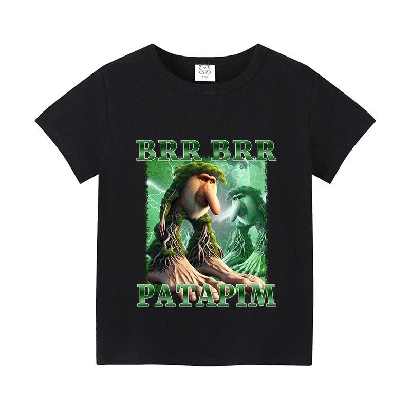 Italian Brainrot Brr Brr Patapim Kids Shirt Funny Meme Graphic Tee Cotton 2T-12 3XL