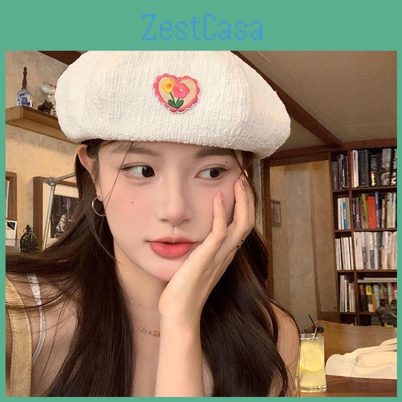 Floral Beret Embroidery Hat Women Lightweight Breathable Caps Gifts Fashion
