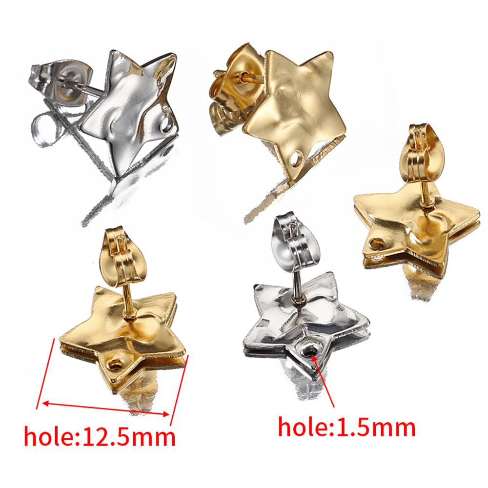 10pcs Stainless Steel Earrings Posts Ear Studs Star Flower Dangle Earrings Base for Earring Jewelry Making DIY Accessories