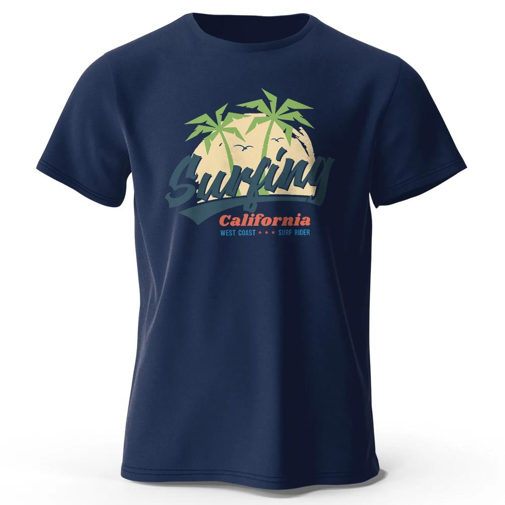

Мужская футболка с графическим принтом Vintage Surfing Carlifornia, 100% хлопок, с круглым вырезом и короткими рукавами, свободные футболки для отпуска XXXL темно-синий