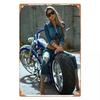 Gorgeous Lady Rider with Tattoo and Attitude Vintage Metal Wall Sign Decor