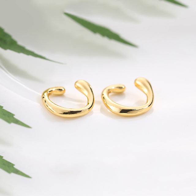 Fake Piercing Earcuff Double Circle Ear Cuff Faux Earrings for Women Man Hiphop Vintage Cuffs Earclips Accessories Korean Fashio