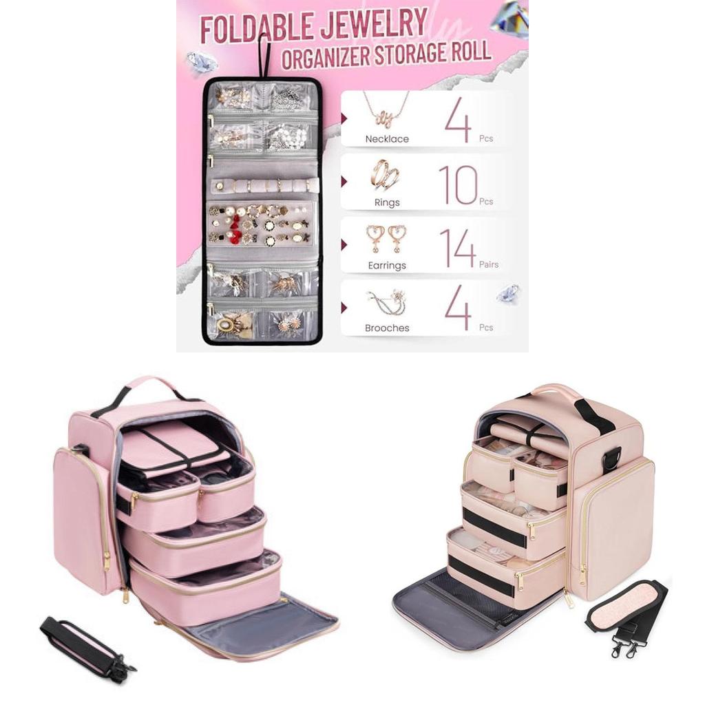 Travel Makeup Organizer With Four Detachable Compartments For Daily Use