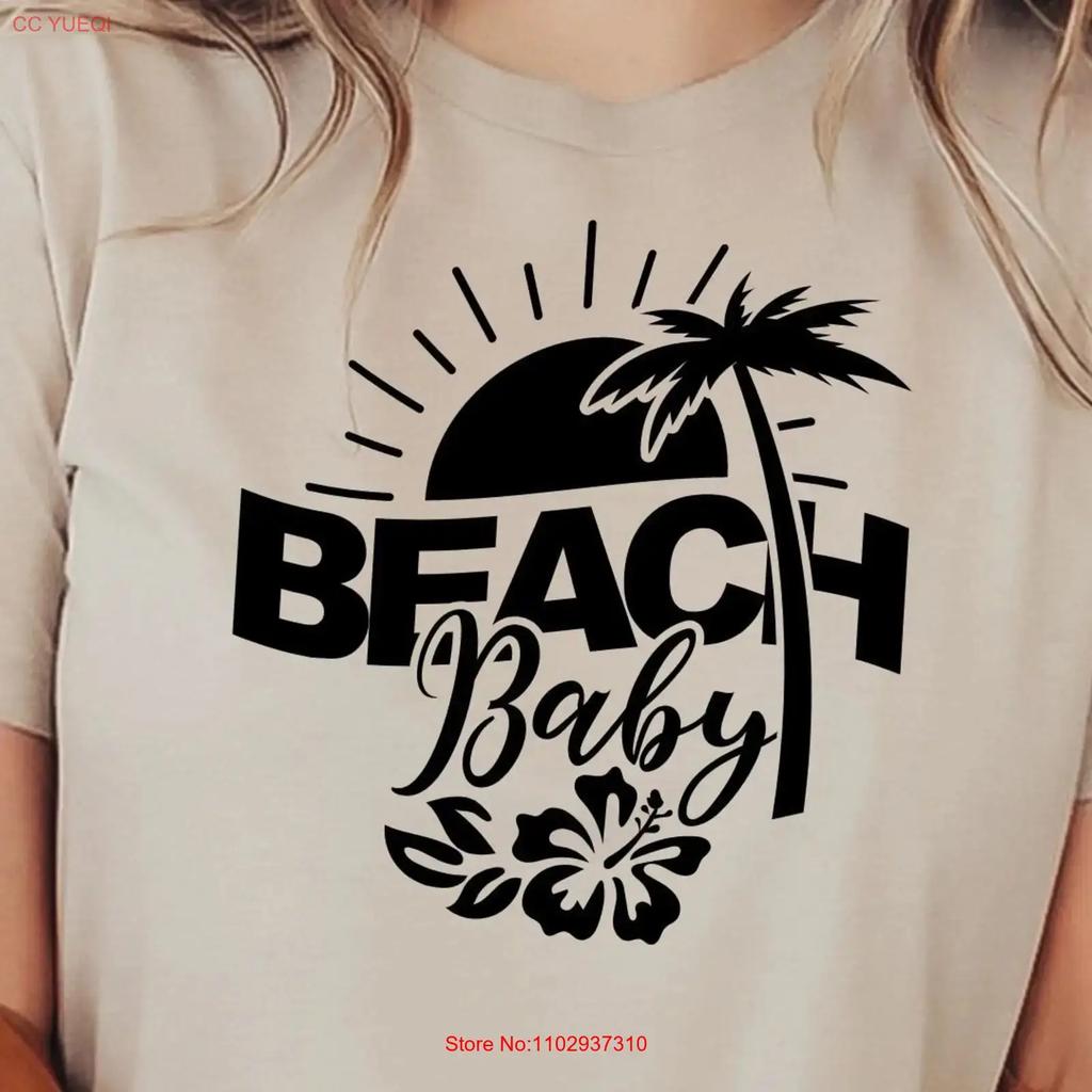 Beach Baby T Shirt Palm Tree Custom Crewneck For Lover Mothers Day Summer Vacation Girls Matching A1030 Vintage