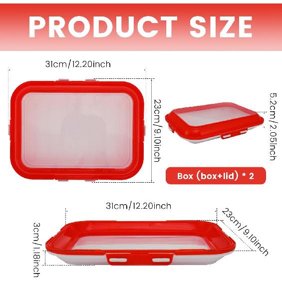 2Pcs Food Preservation Trays, Food Storage Container with Reversible Stretch Lid, Vacuum Food Storage Trays, Stackable Food Fresh Storage Tray,