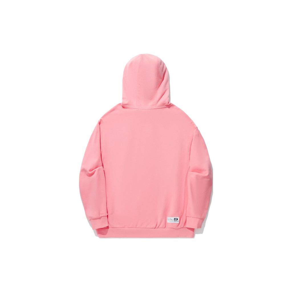 Li Ning Letter Print Loose Pullover Hoodie Unisex Hoodies Peach-Pink AWDU313-3