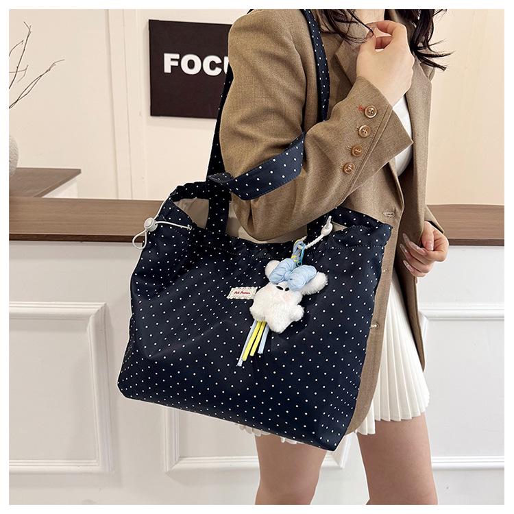 2026 Spring/Summer Korean-Style Polka Dot Girly Tote - Versatile Commute Shoulder Bag