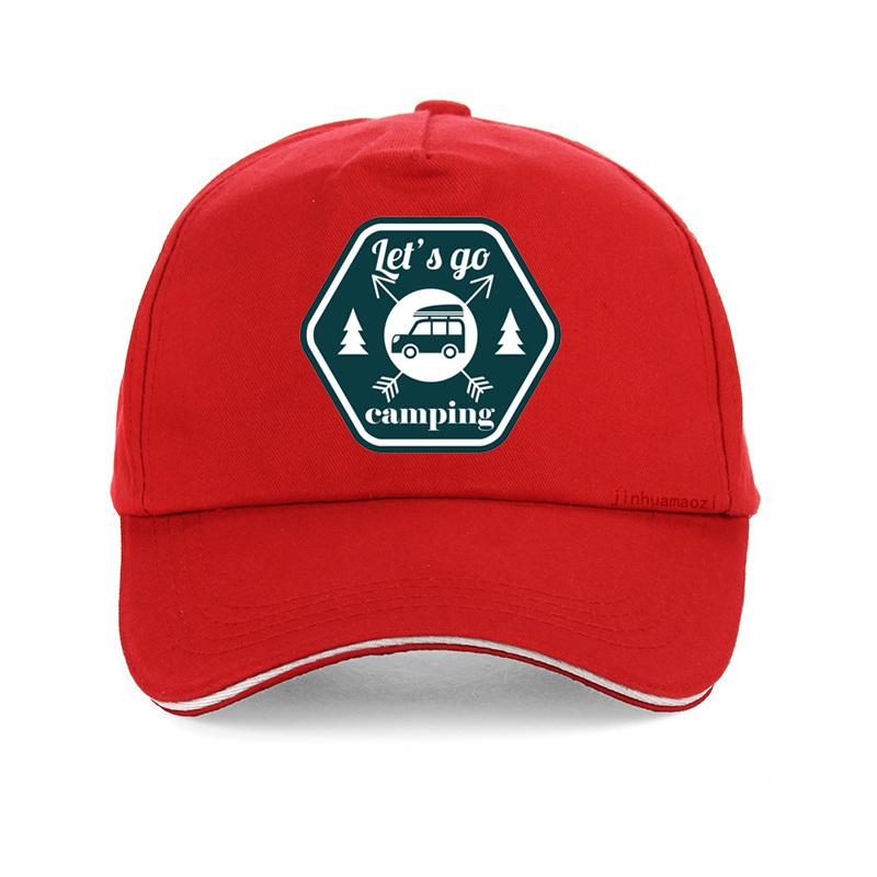 Let'S Go Camping Baseball Cap Fashion Print Outdoor Camping Caps Unisex Snapback Hat Adjustable Leisure Caps