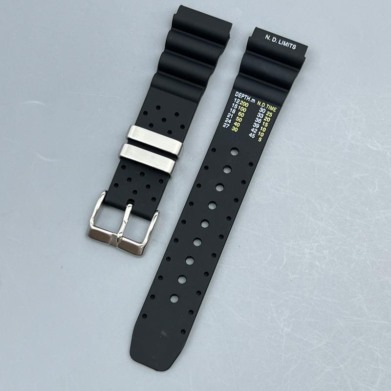 Seiko Diver ND-Compatible Black Rubber Silicone Watch Strap (20/22/24mm)