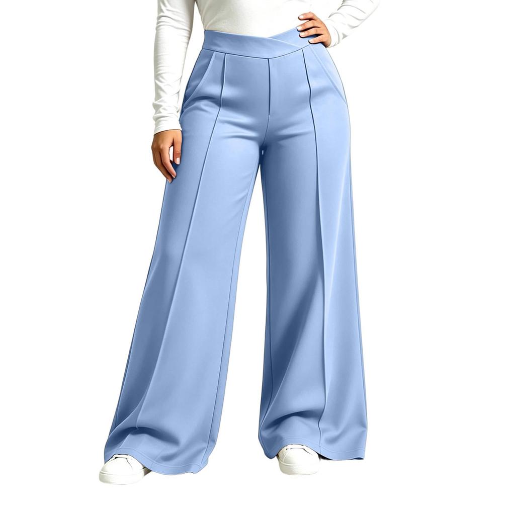 Women's Plus Size Stylish Flowy Pants with Side Pockets for Casual Athletic Wear