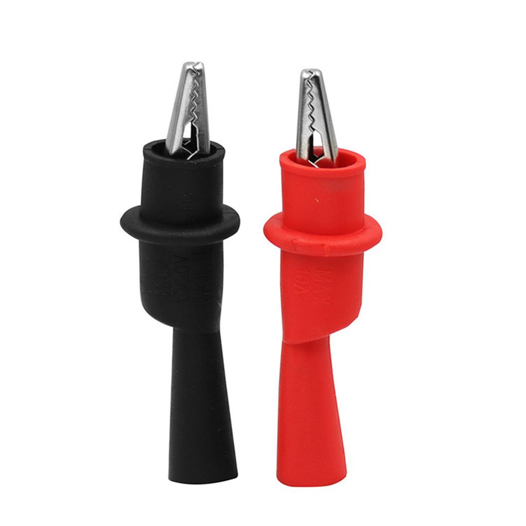 Red & Black Insulated Safety Multimeter Test Leads Alligator Clips Electrical Mini Test Crocodile Clamp Clips 2-Piece