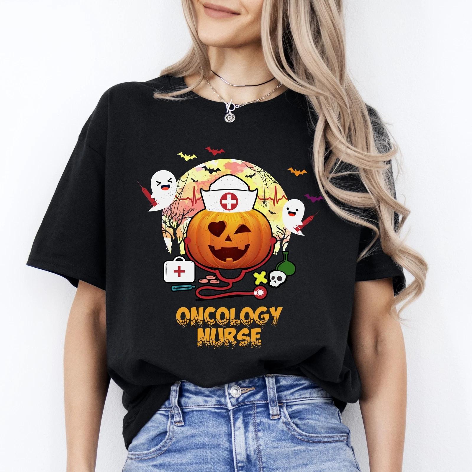 Oncology nurse Halloween Unisex T-Shirt Scary Spooky Oncologist Chemo nurse tee M