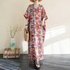 Summer Color Travel V-neck Retro Long Skirt Cotton Linen Dress