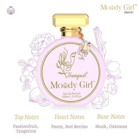 Moody Girl Luxury Perfume for Women I Tranquil Perfume, 100 ml with Chic Glitter Pouch Combo