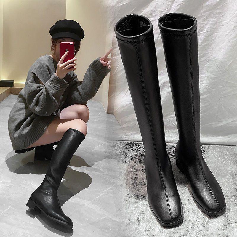 Women's Slim-Fit Over-the-Knee Elastic Boots with Back Zipper