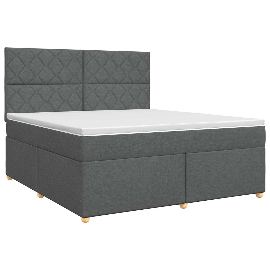 Box Spring Bed with Mattress Dark Grey 140 X 190 Cm Fabric