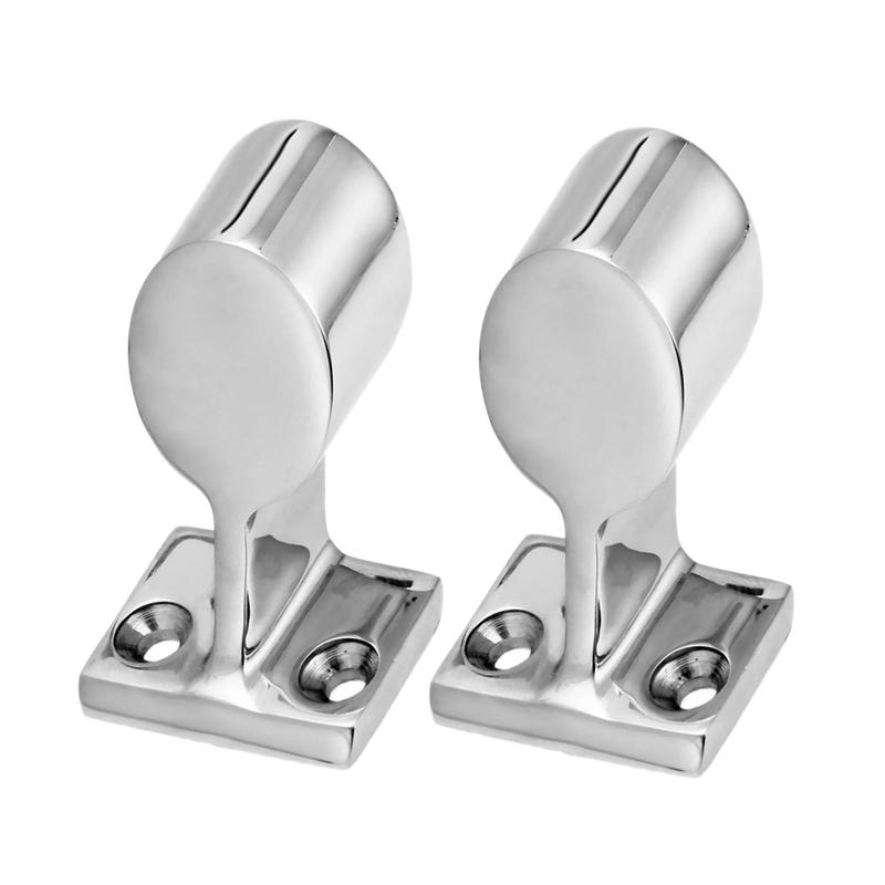 2Pcs Marine Boat 1" 25mm 60 Degree End Base Stanchion Hand Rail Fitting Silver 316 Stainless Steel