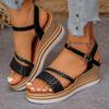 Women's Wide Width Single Strap Sandals, Buckle Detail Wedge Heel Slides, Wholesale Summer Shoes in Stock