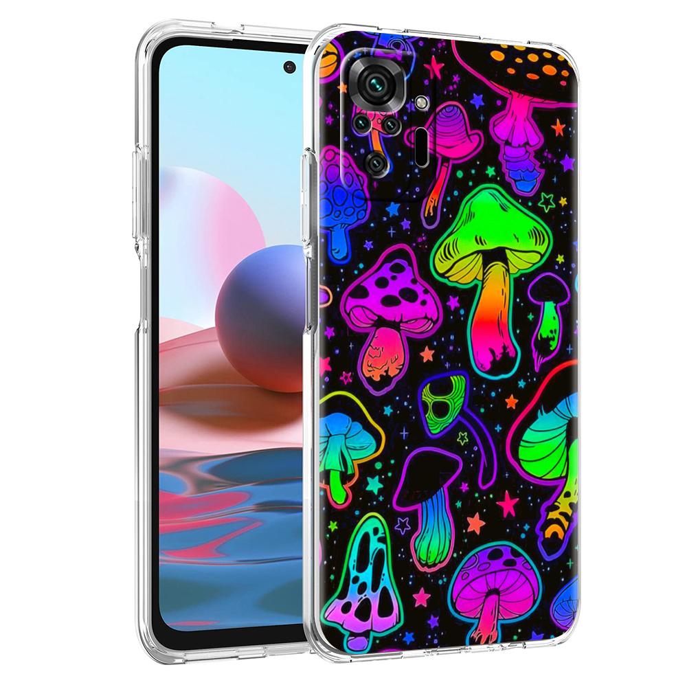 Colorful Mushroom Transparent Phone Case for Redmi 13C 12C 10C Note 13 12 11 11T K40 Gaming Plus Pro 4G 5G Soft TPU Cover Shell