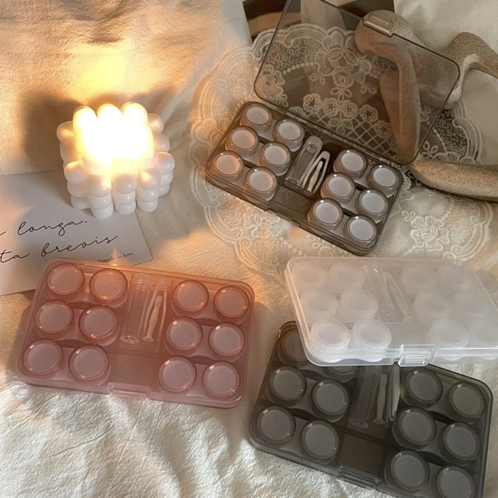 6 Pairs/Set With Tweezer Stick Contact Lens Case Soak Container Travel Case Lenses Box  Beauty Pupil
