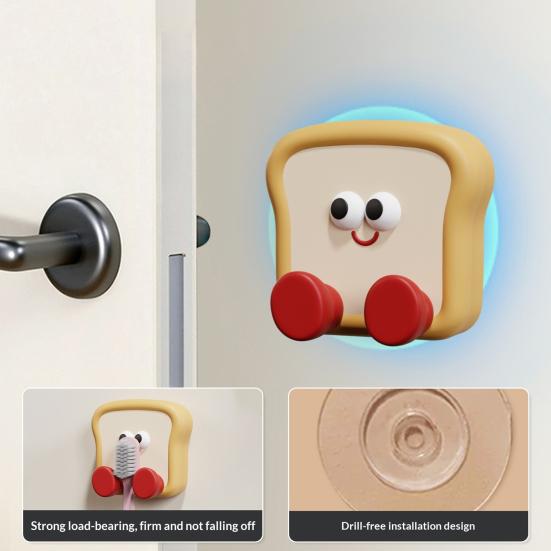 1/2/3Pcs Cartoon Toast Door Knob Stopper Wall Protector Self-Adhesive Silicone Door Stops Shock Absorbing Door Handle Anti-collision Pad Wall Bumper