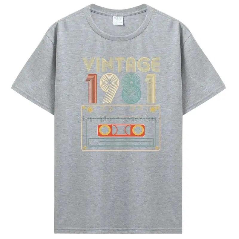 Vintage Tillverkad 1981 Alla Originaldelar Födelsedags-T-shirt Jubileums-T-shirt Oversized Unisex Kläder T-shirts För Unisex Streetwear