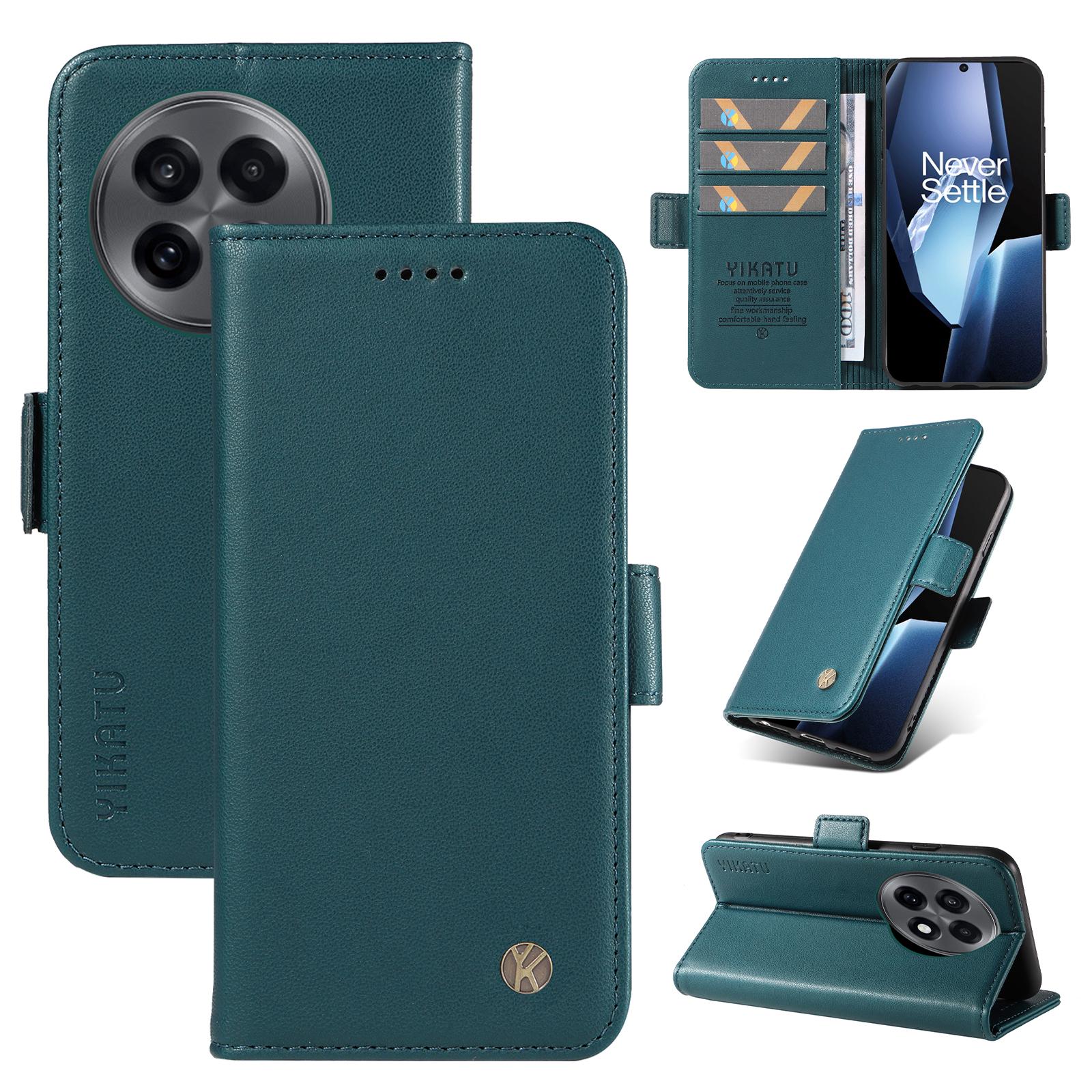

For OnePlus Ace 5G Wallet Phone Case YIKATU YK-003 Leather Stand Cover Green