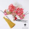 Handmade Hair Ornament Set for Japanese Hair Gold Flower Perfect for Shiromuku Irouchikake and Includes Gold 13-Piece Coming-of-Age Ceremonies,