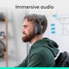 Logitech Zone Vibe 100 Wireless Bluetooth Earphones, Head mounted Office Earphones, Noise cancelling Earphones, 20 Hour Battery Life