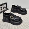 Thick-soled big-headed women's spring new Velcro small leather shoes single shoes