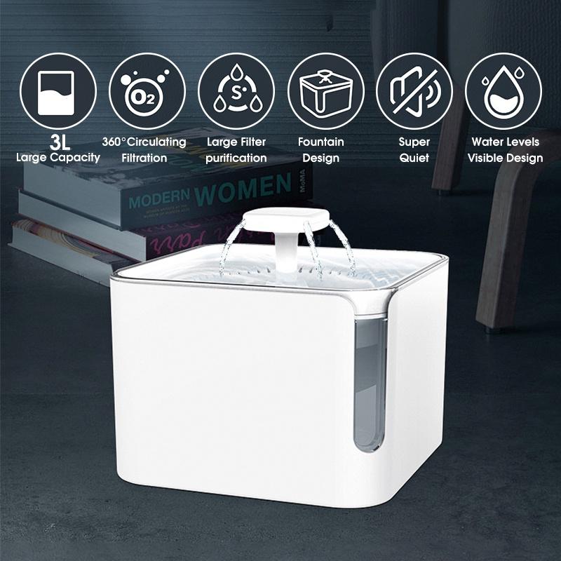 3l USB Automatic Pet Dog Cat Feeder Water Fountain Cat Water Fountain 360 °Circulate Pond Water Purifier