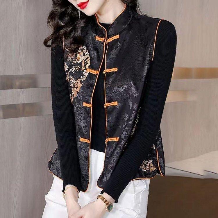 National Style Chinese Retro Disc Buckle Vest Spring and Autumn Fashion Temperament Jacquard Vest