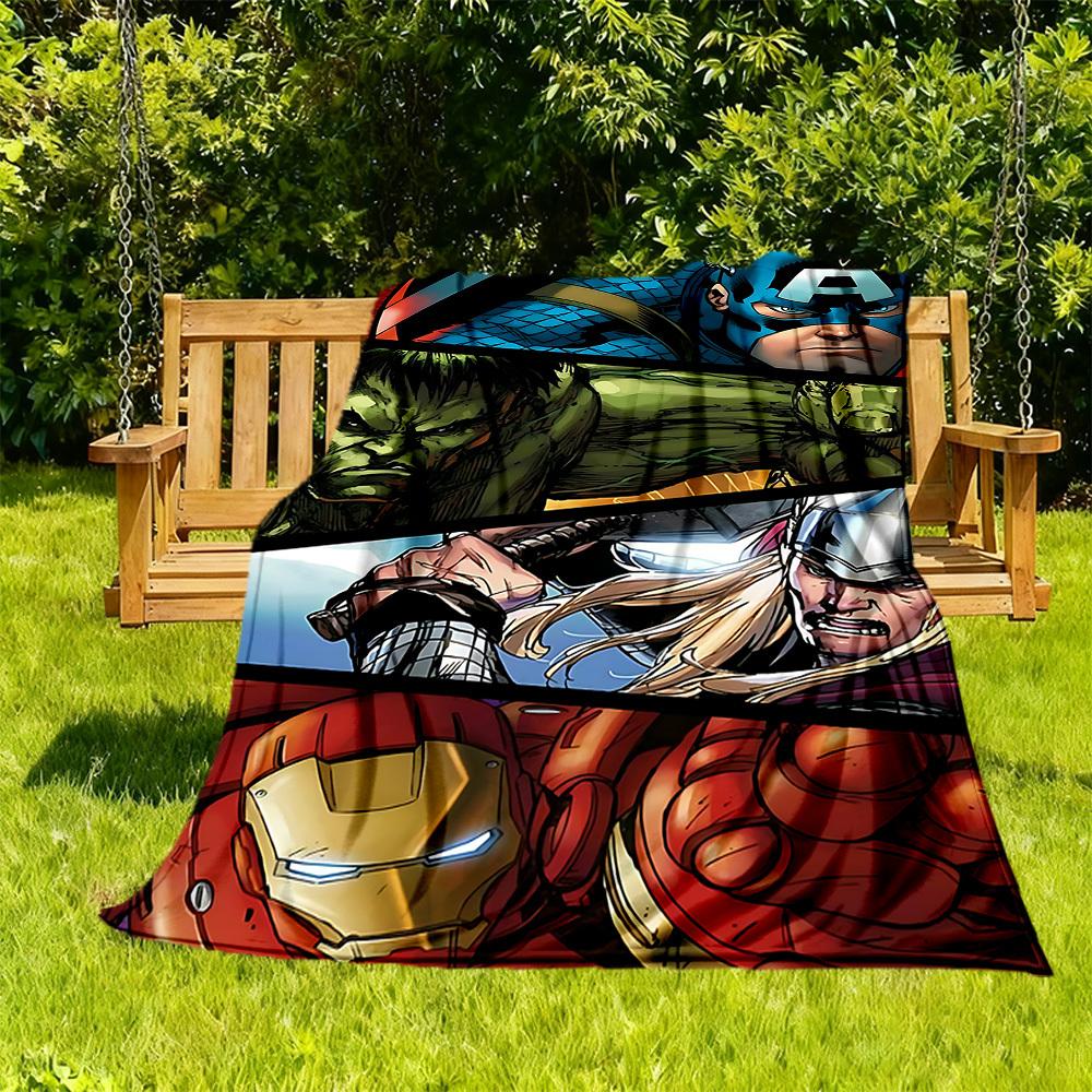 1pc Heroes Marvel All-Season Comfort, Outdoor Flannel Blanket - Soft, Warm & Cozy for Naps, Camping & Travel 075