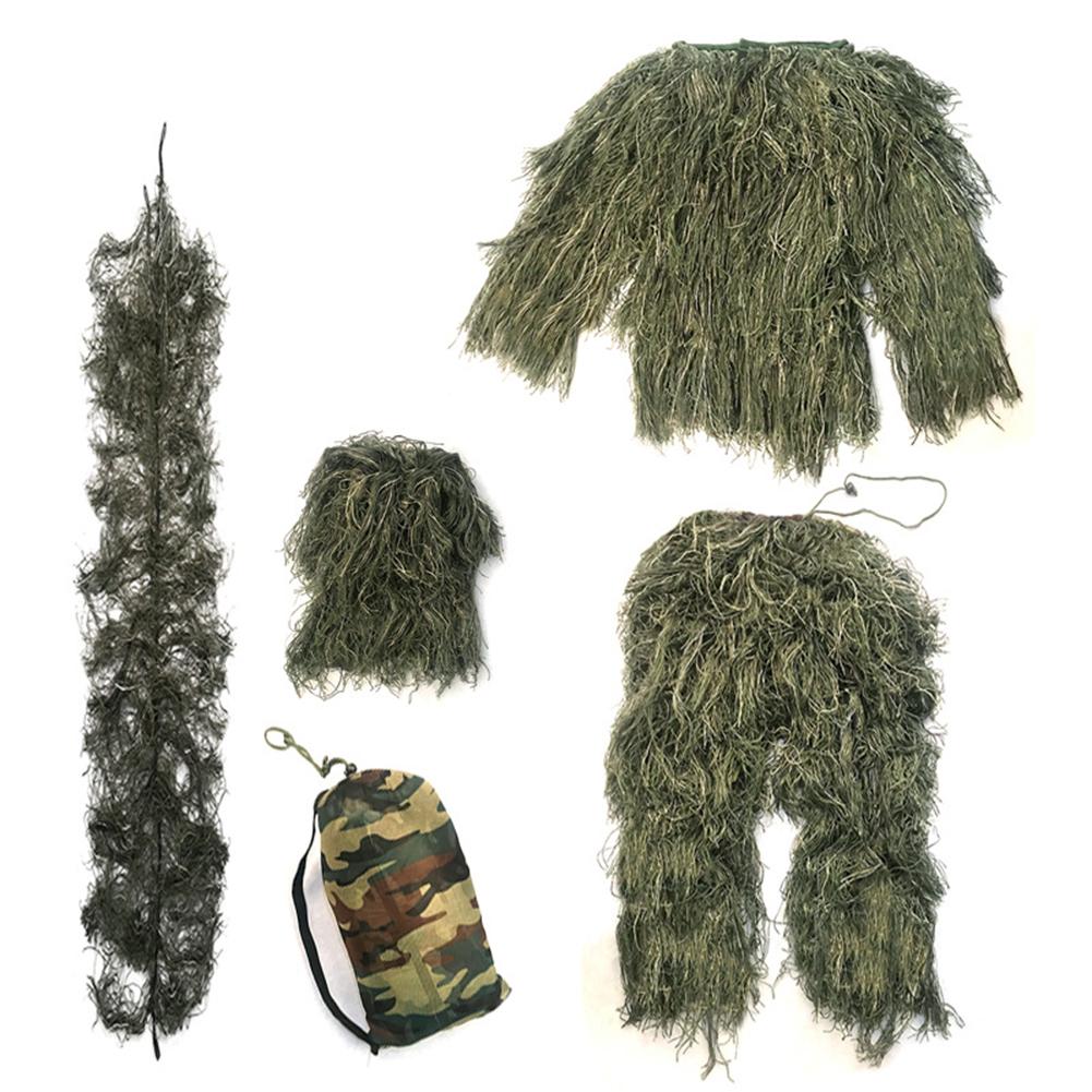 5Pcs/Set Woodland  Ghillie Suit with Jacket Pants Hood Carry Bag Paintball Ghillie Suit for Men Woman